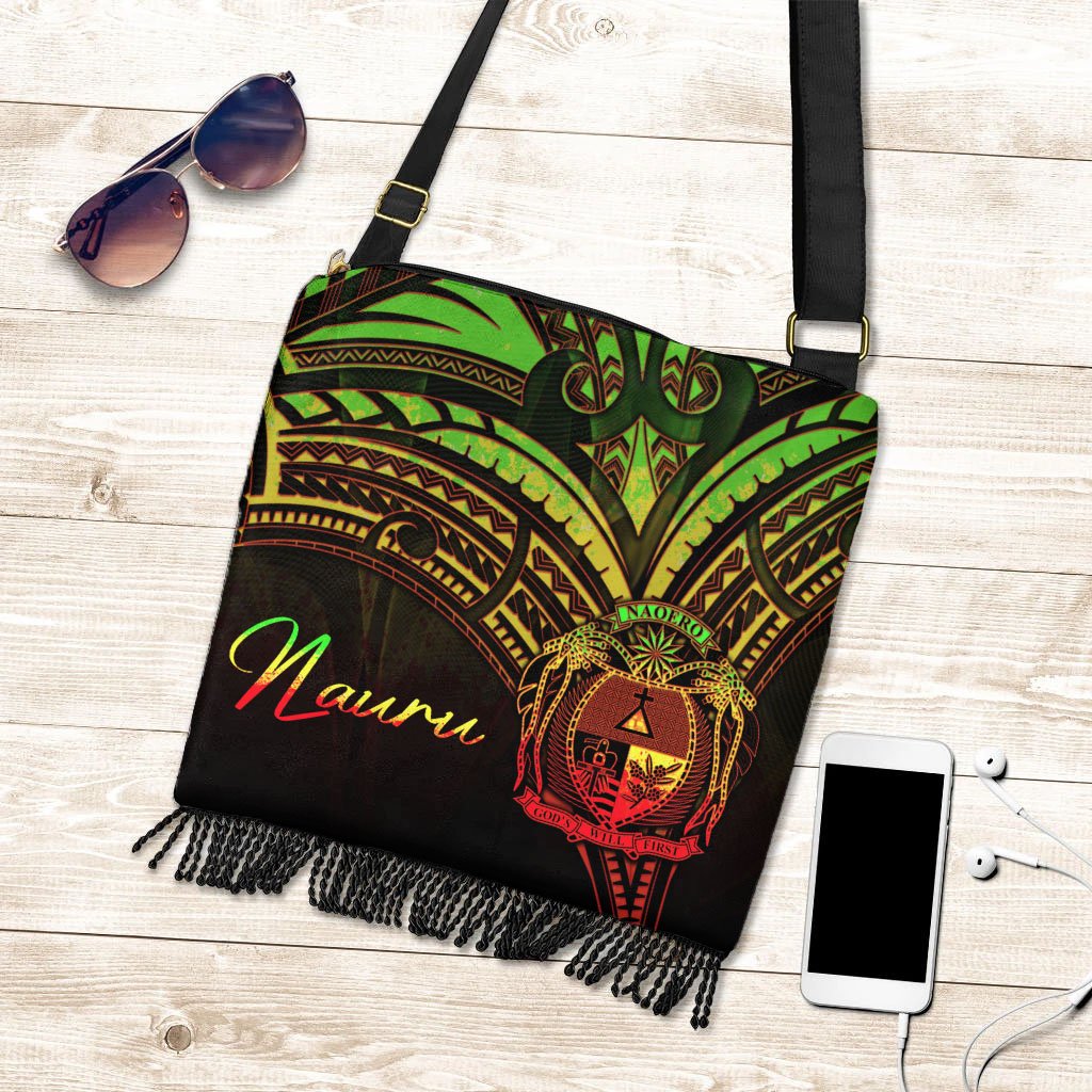 Nauru Boho Handbag - Reggae Color Cross Style One Size Boho Handbag Black - Polynesian Pride