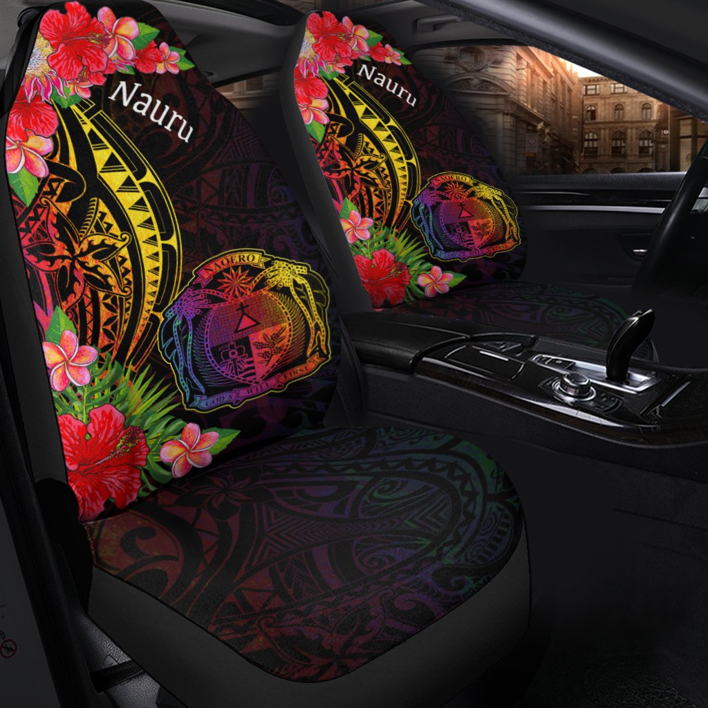 Nauru Car Seat Cover - Tropical Hippie Style Universal Fit Black - Polynesian Pride