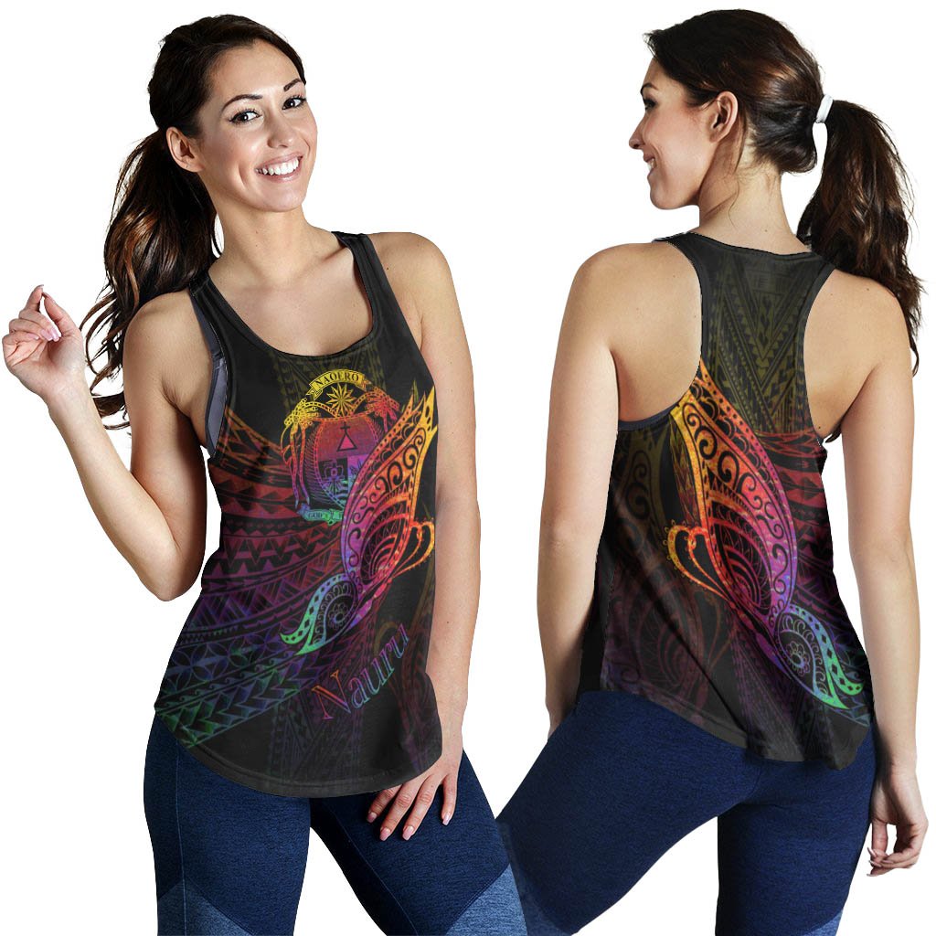 Nauru Women's Racerback Tank - Butterfly Polynesian Style - Polynesian Pride