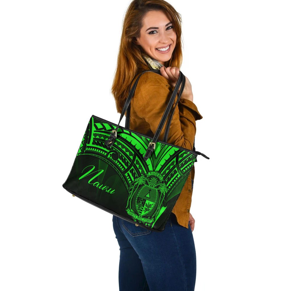Nauru Leather Tote - Green Color Cross Style - Polynesian Pride