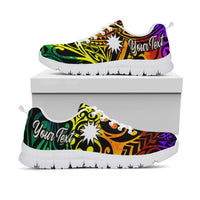 Nauru Custom Personalised Sneakers - Rainbow Polynesian Pattern - Polynesian Pride