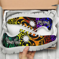 Nauru Custom Personalised Sneakers - Rainbow Polynesian Pattern - Polynesian Pride