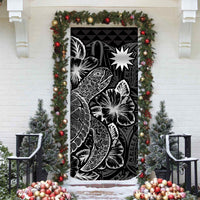 Nauru Door Cover Turtle Hibiscus Black - Polynesian Pride