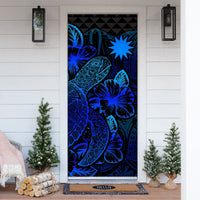 Nauru Door Cover Turtle Hibiscus Blue - Polynesian Pride
