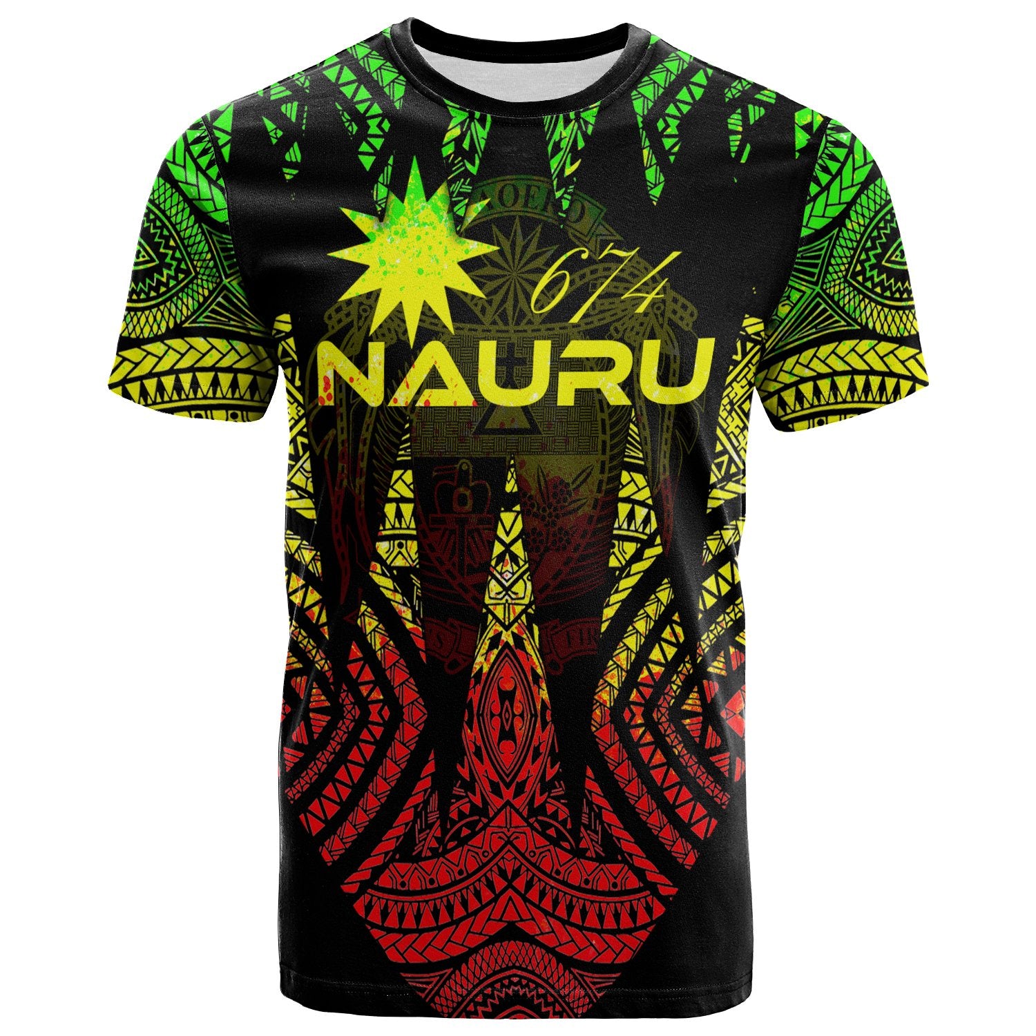 Nauru T Shirt Micronesian Teeth Shark Style Reggae Unisex Black - Polynesian Pride