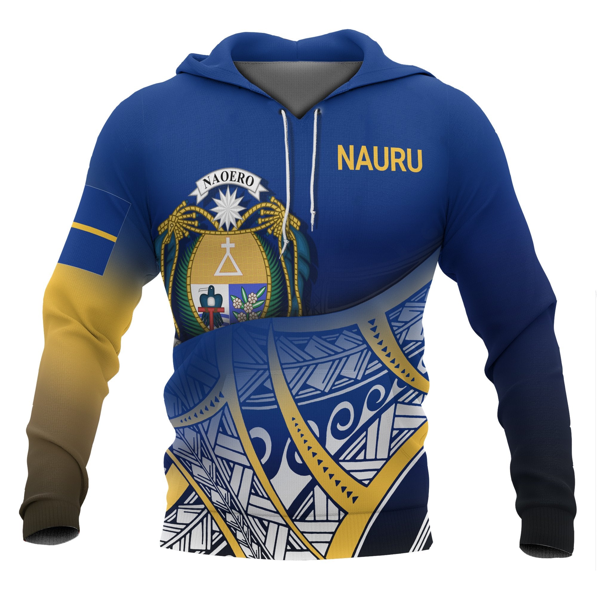 Nauru Coat of rms Hoodie Polynesian Pattern Unisex Blue - Polynesian Pride