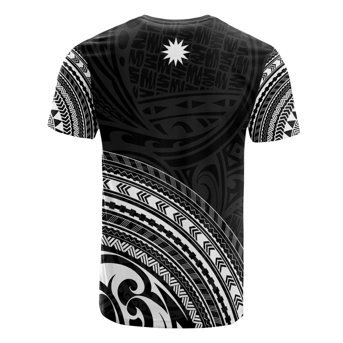 Nauru All Over T Shirt Nauru Coat Of Arms Polynesian Tribal Black Version - Polynesian Pride