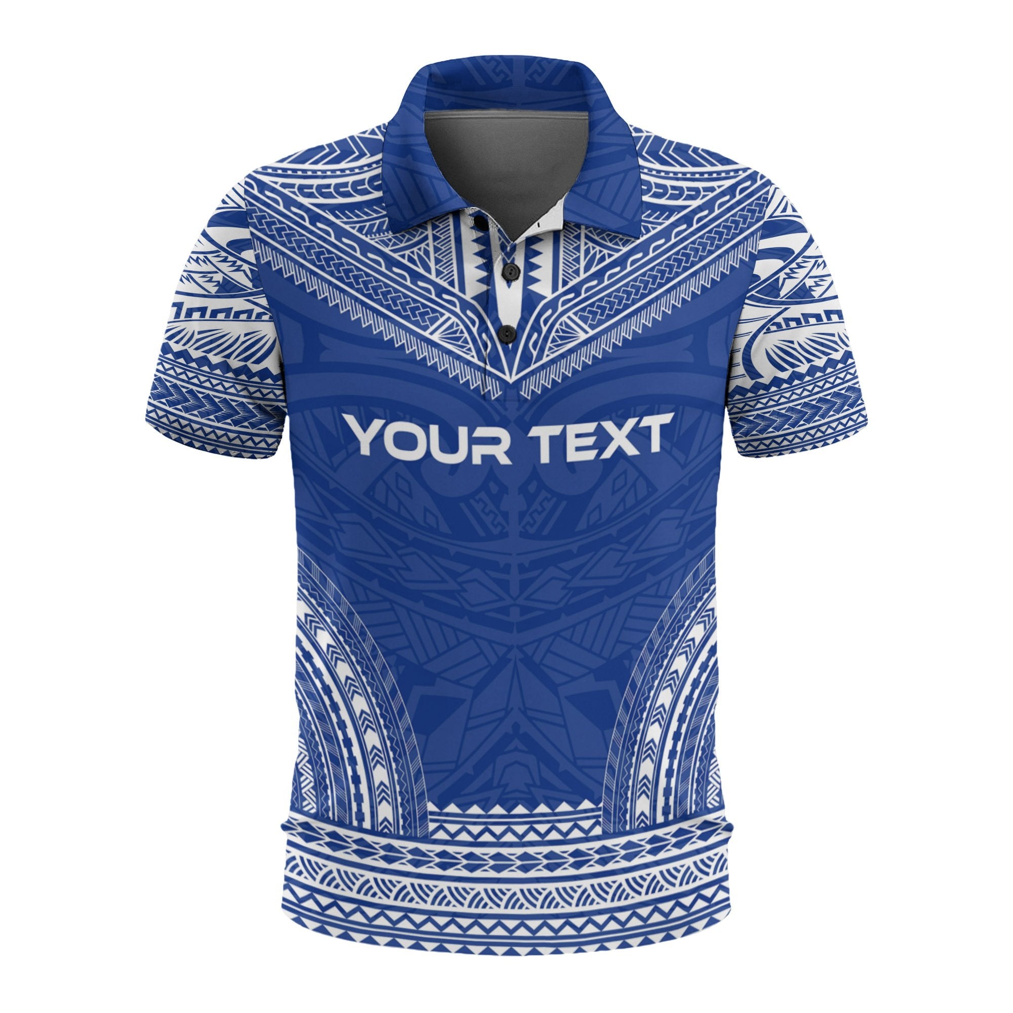 Nauru Custom Polo Shirt Nauru Flag Polynesian Chief Tattoo Blue Version Unisex Blue - Polynesian Pride