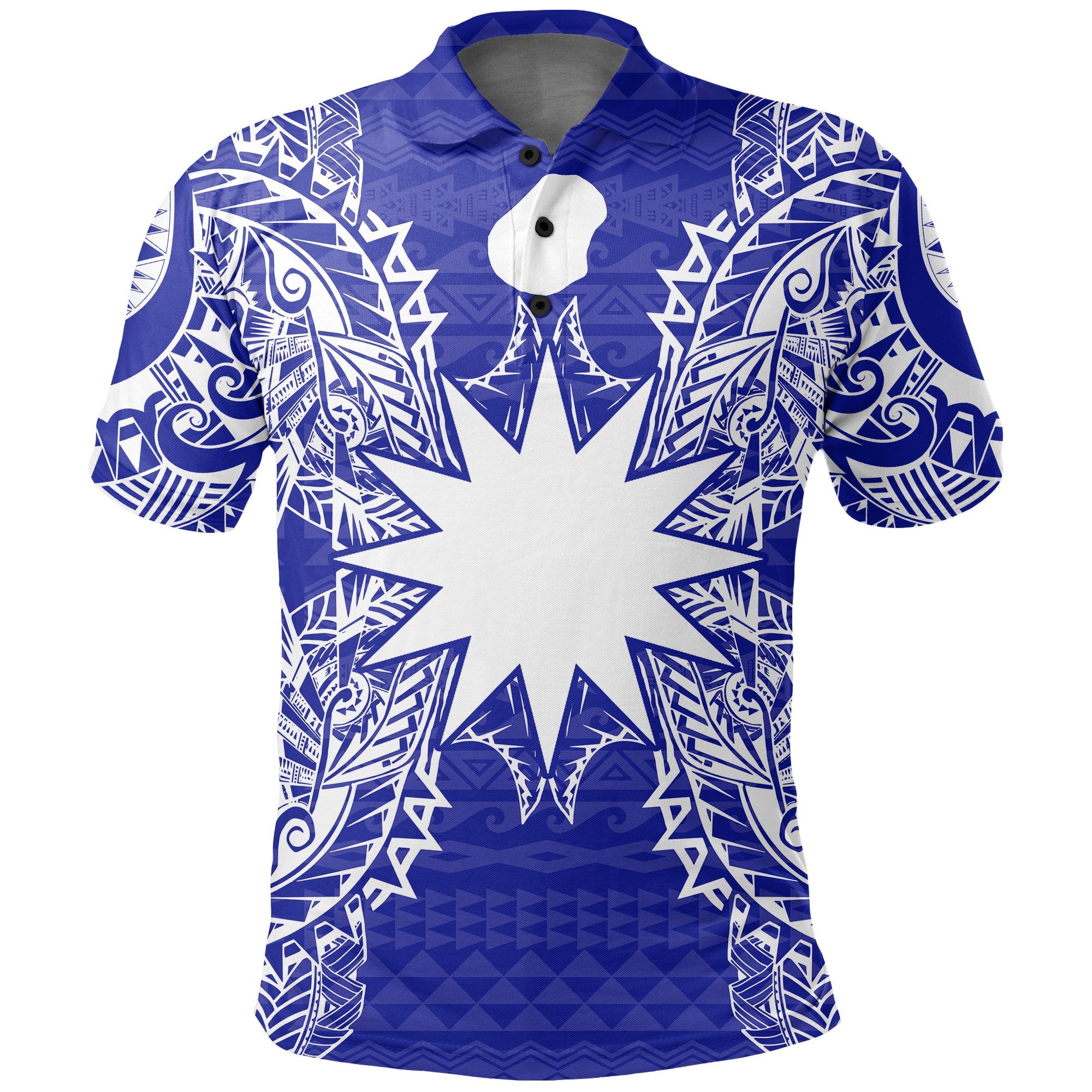 Nauru Polo Shirt Nauru Flag Map Polynesian Tattoo Blue Unisex Blue - Polynesian Pride