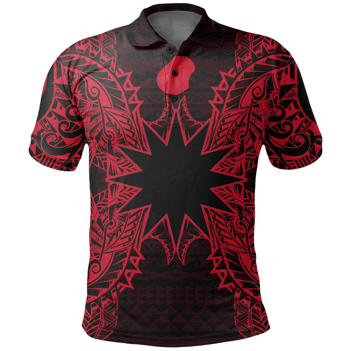 Nauru Polo Shirt Nauru Flag Map Polynesian Tattoo Red Unisex Red - Polynesian Pride
