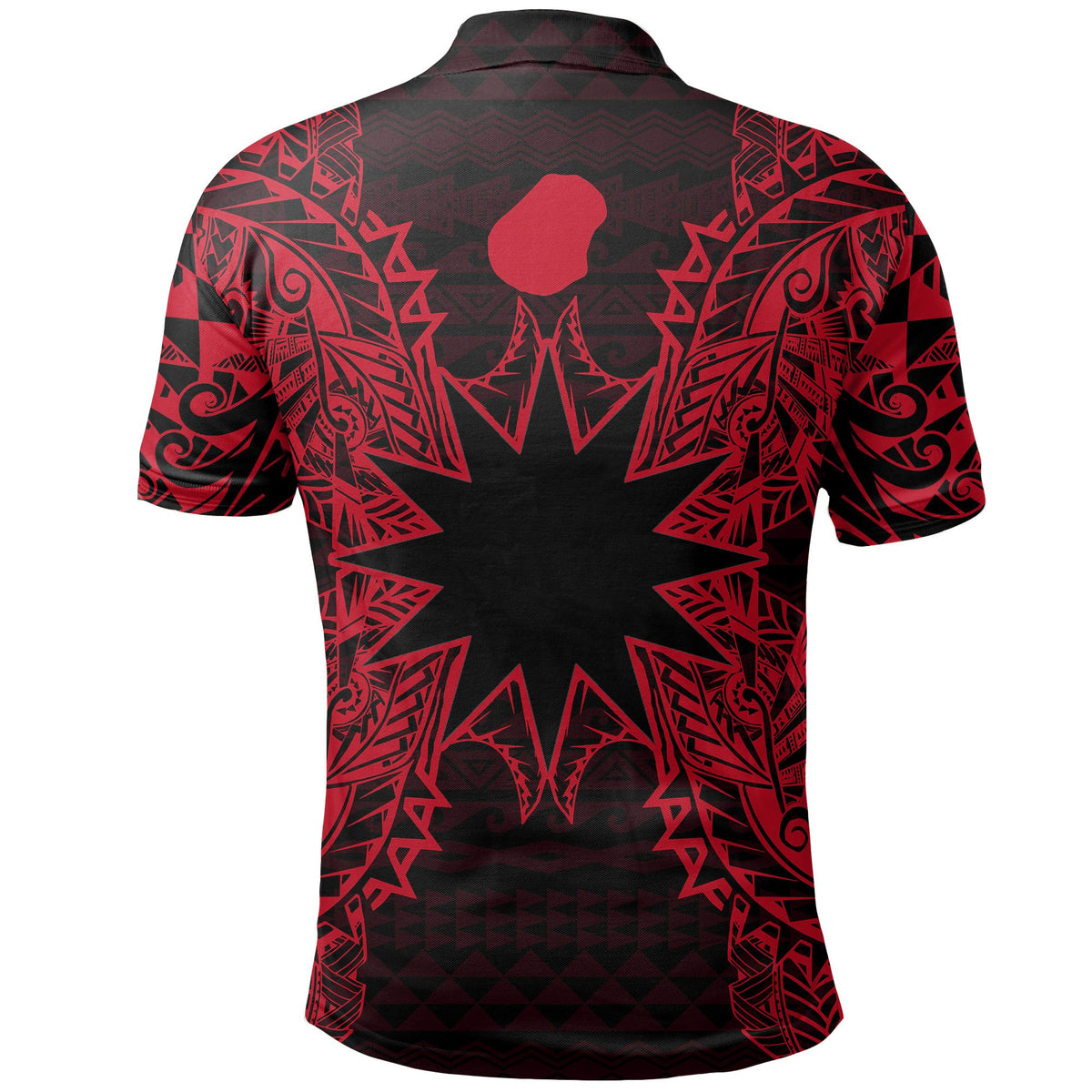 Nauru Polo Shirt Nauru Flag Map Polynesian Tattoo Red - Polynesian Pride
