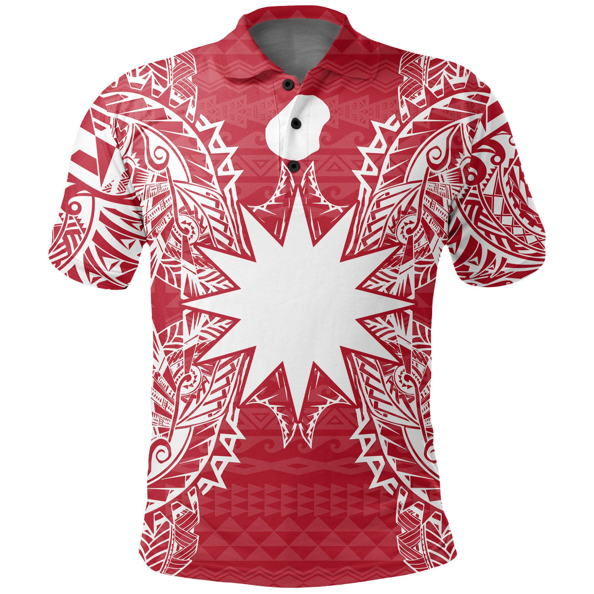 Nauru Polo Shirt Nauru Flag Map Polynesian Tattoo Red White Unisex Red - Polynesian Pride