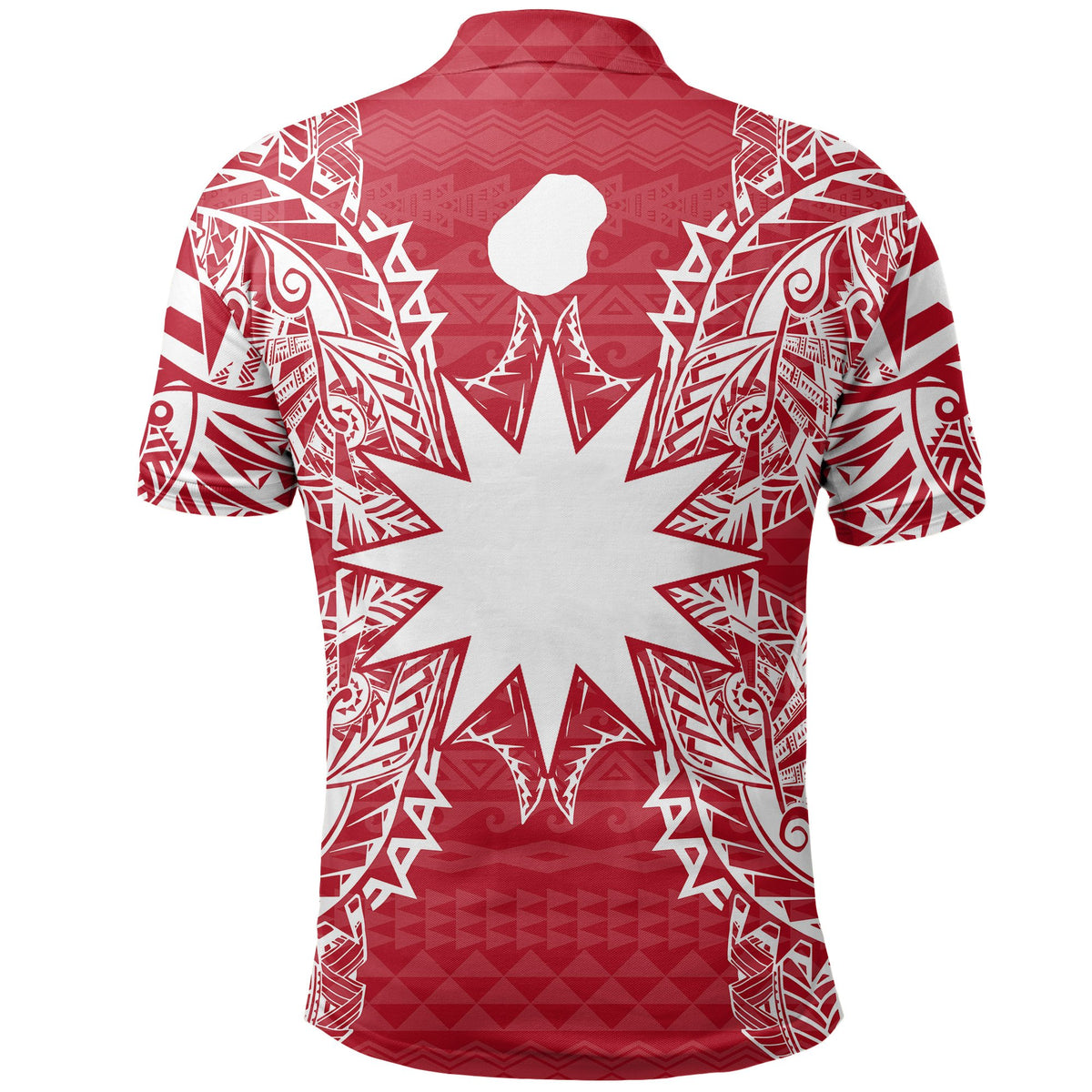 Nauru Polo Shirt Nauru Flag Map Polynesian Tattoo Red White - Polynesian Pride