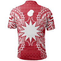 Nauru Polo Shirt Nauru Flag Map Polynesian Tattoo Red White - Polynesian Pride