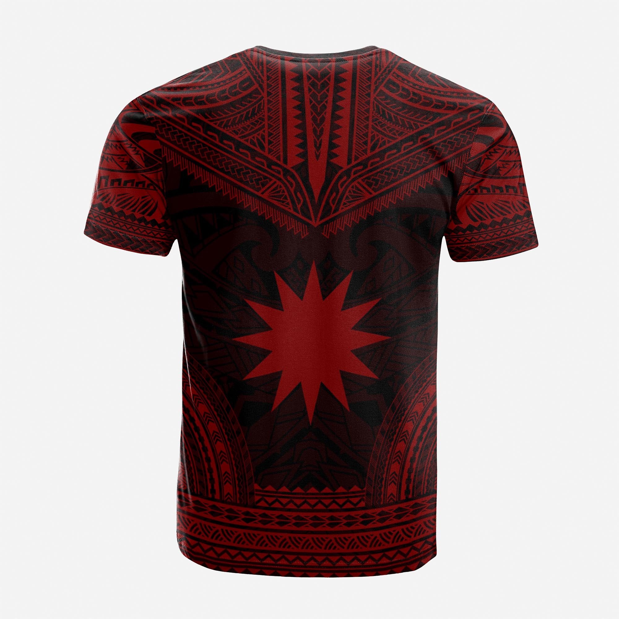 Nauru Custom T Shirt Nauru Flag Polynesian Chief Tattoo Red Version Unisex Red - Polynesian Pride