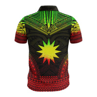 Nauru Custom Polo Shirt Nauru Flag Polynesian Chief Tattoo Reggae Version - Polynesian Pride