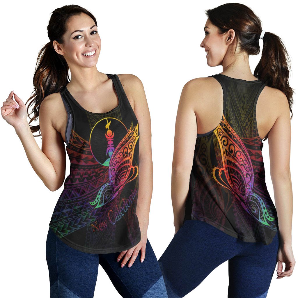 New Caledonia Women's Racerback Tank - Butterfly Polynesian Style - Polynesian Pride