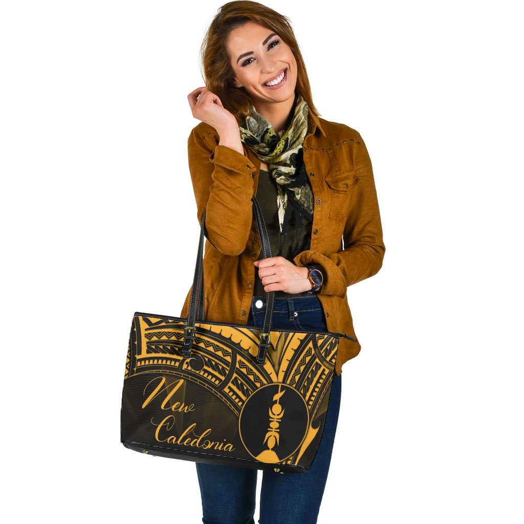 New Caledonia Leather Tote - Gold Color Cross Style - Polynesian Pride