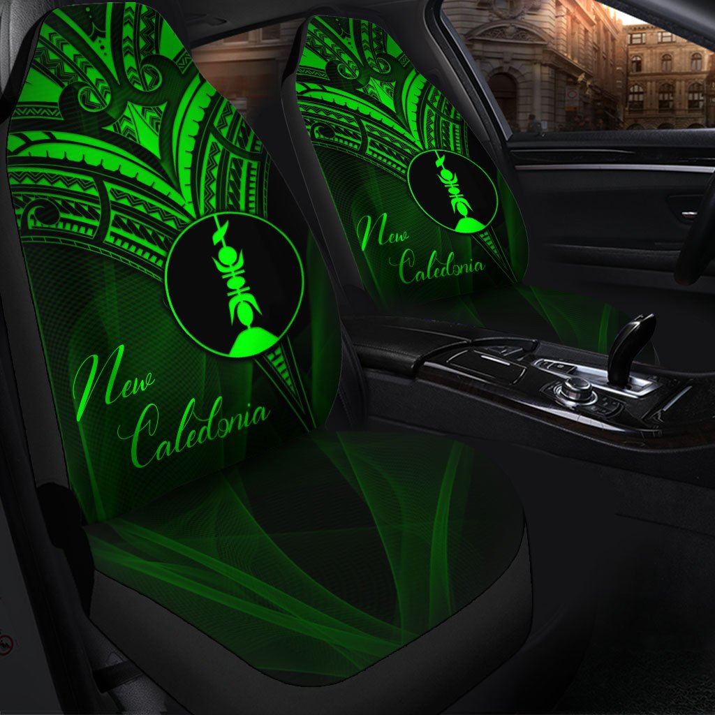New Caledonia Car Seat Cover - Green Color Cross Style Universal Fit Black - Polynesian Pride
