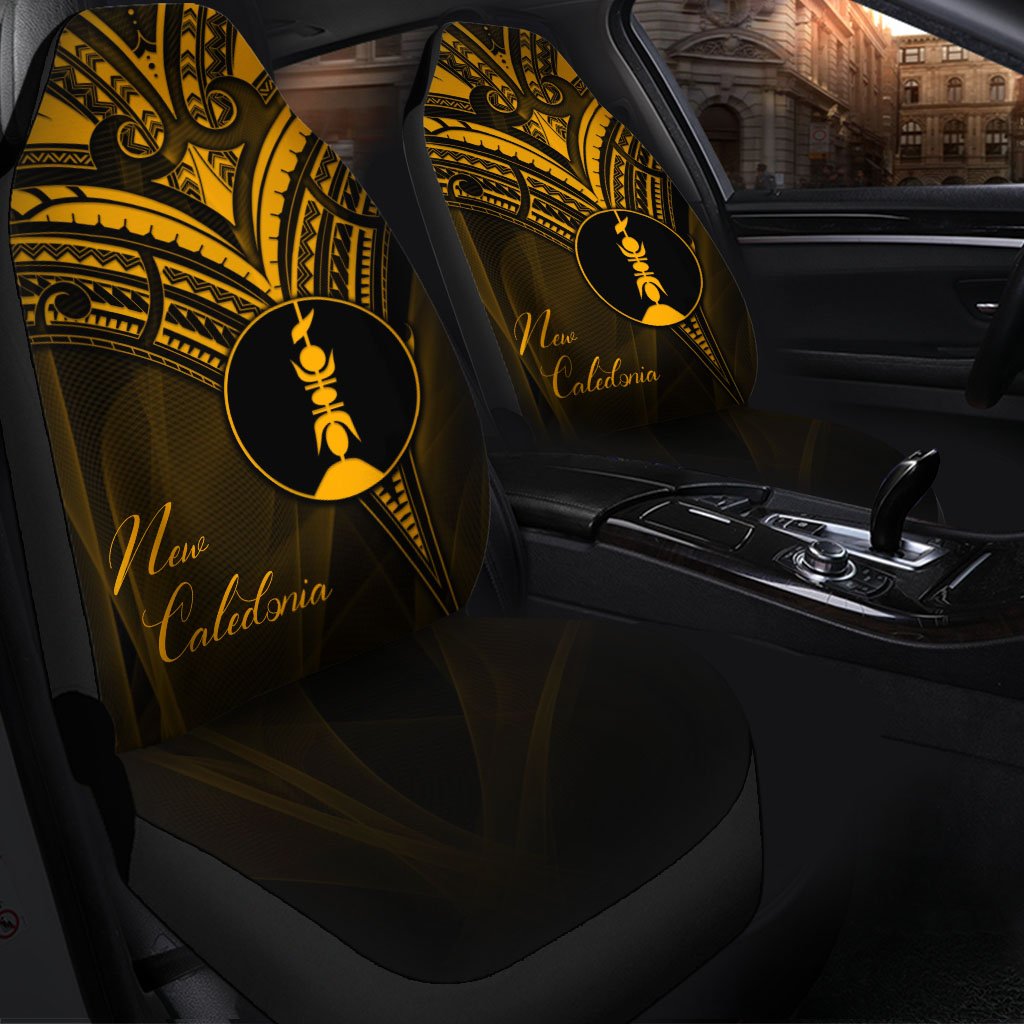 New Caledonia Car Seat Cover - Gold Color Cross Style Universal Fit Black - Polynesian Pride
