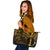 New Caledonia Leather Tote - Gold Color Cross Style Black - Polynesian Pride