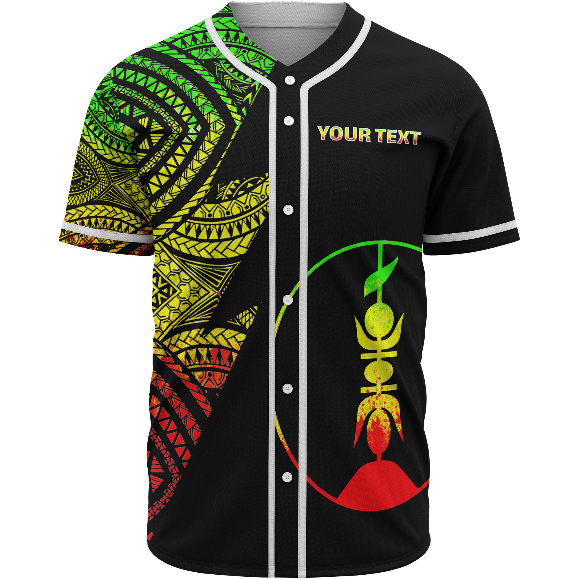 New Caledonia Custom Personalized Baseball Shirt - Flash Style Reggae Unisex Reggae - Polynesian Pride