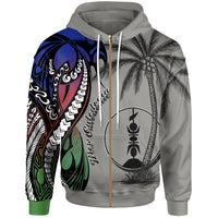 New Caledonia Zip up Hoodie Classical Coconut Tree Unisex Gray - Polynesian Pride