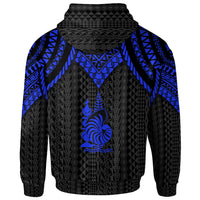 New Caledonia Zip up Hoodie Polynesian Armor Style Blue - Polynesian Pride