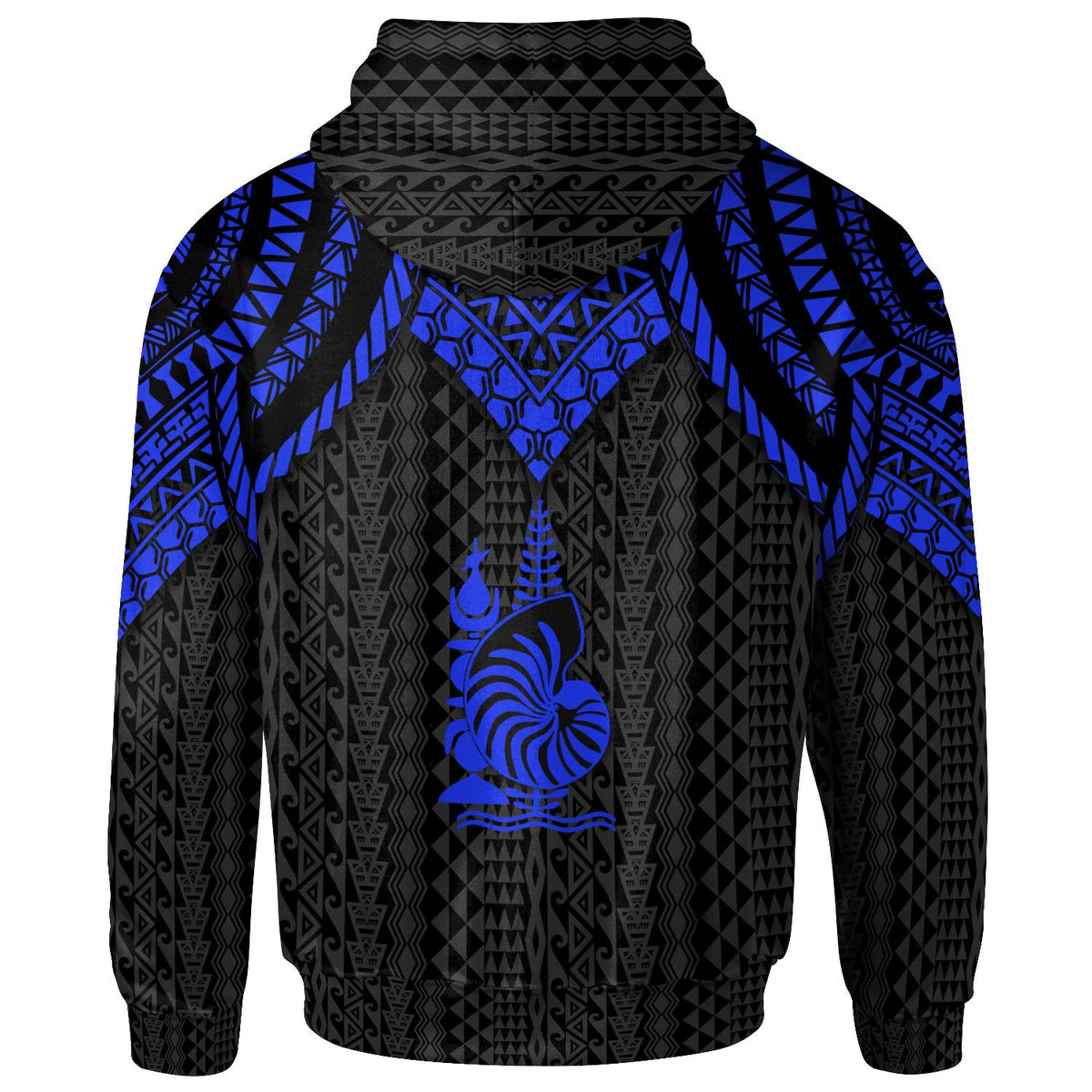 New Caledonia Custom Hoodie Polynesian Armor Style Blue - Polynesian Pride