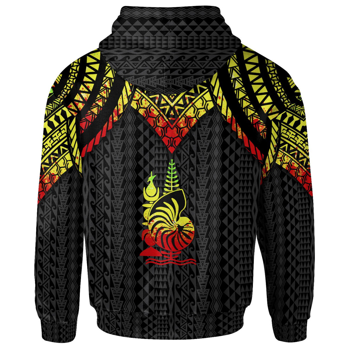 New Caledonia Custom Zip up Hoodie Polynesian Armor Style Reagge - Polynesian Pride
