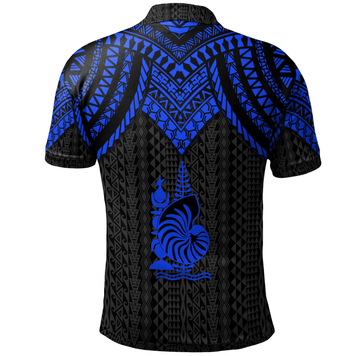 New Caledonia Custom Polo Shirt Polynesian Armor Style Blue - Polynesian Pride