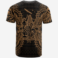 New Caledonia All T Shirt New Caledonia Coat Of Arms Map Polynesian Tattoo Gold - Polynesian Pride