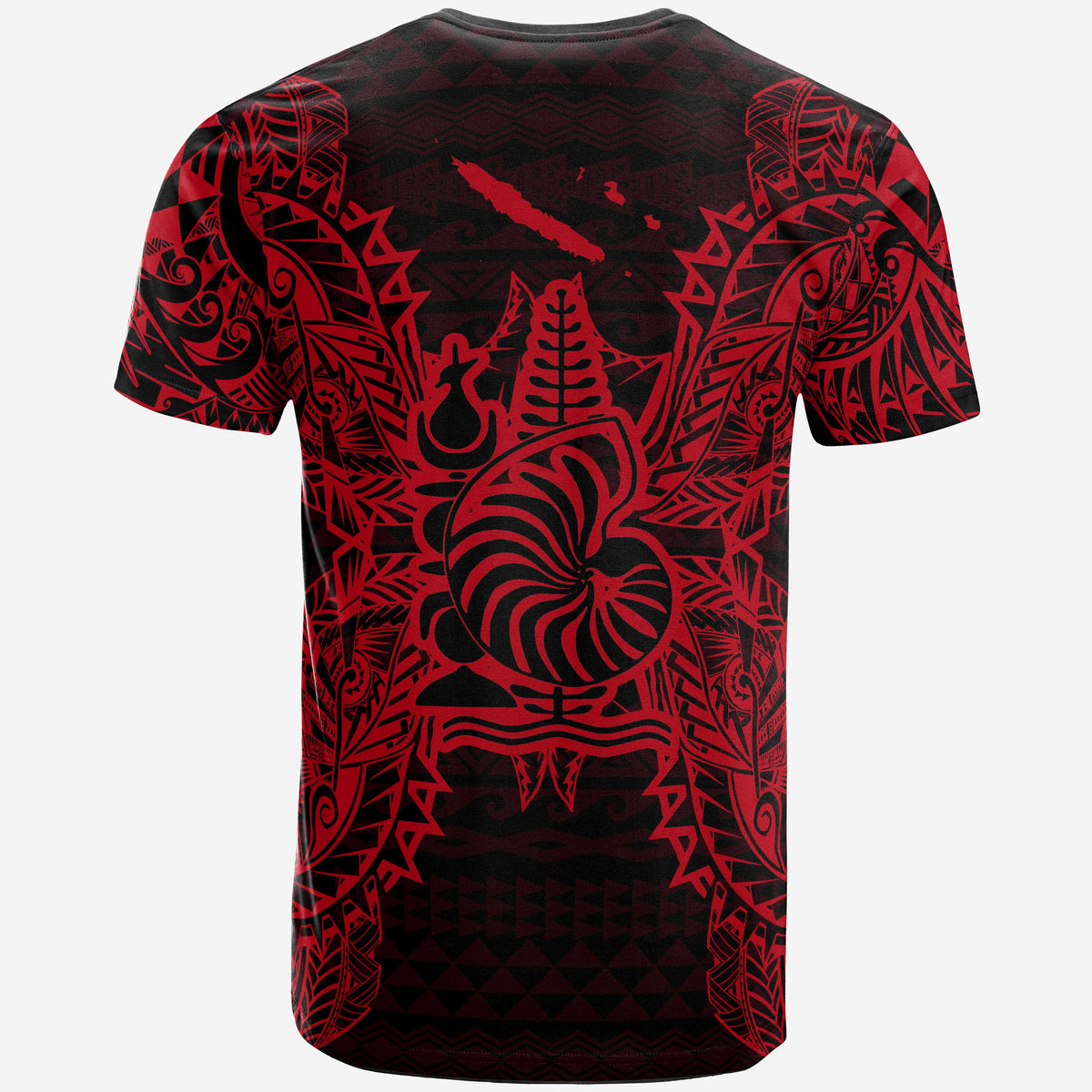New Caledonia All T Shirt New Caledonia Coat Of Arms Map Polynesian Tattoo Red - Polynesian Pride