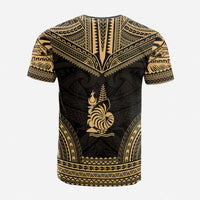 New Caledonia Custom T Shirt New Caledonia Coat Of Arms Polynesian Chief Tattoo Gold Version Unisex Gold - Polynesian Pride