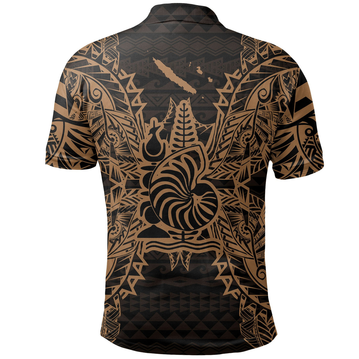 New Caledonia Polo Shirt Kanaky Coat Of Arms Map Polynesian Tattoo Gold - Polynesian Pride