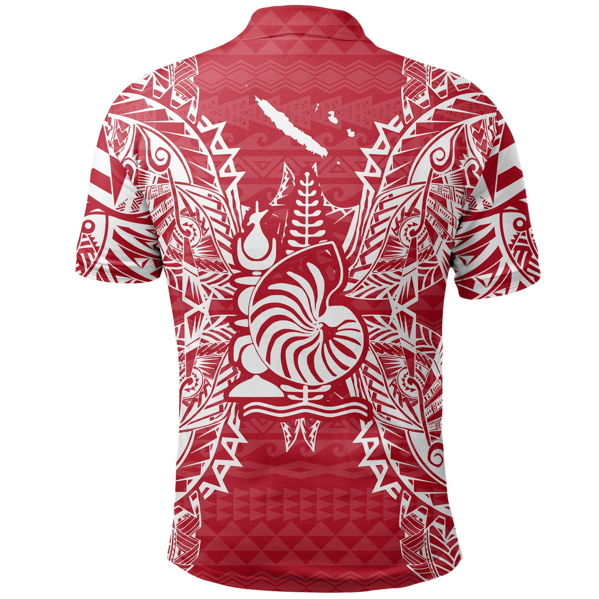 New Caledonia Polo Shirt Kanaky Coat Of Arms Map Polynesian Tattoo Red White - Polynesian Pride