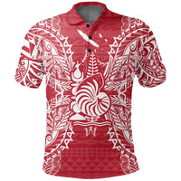 New Caledonia Polo Shirt Kanaky Coat Of Arms Map Polynesian Tattoo Red White Unisex Red - Polynesian Pride