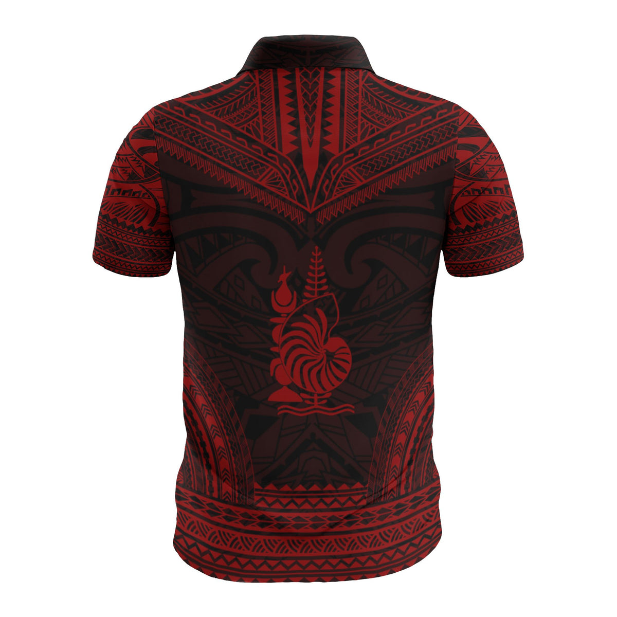New Caledonia Custom Polo Shirt Kanaky Coat Of Arms Polynesian Chief Tattoo Red Version - Polynesian Pride