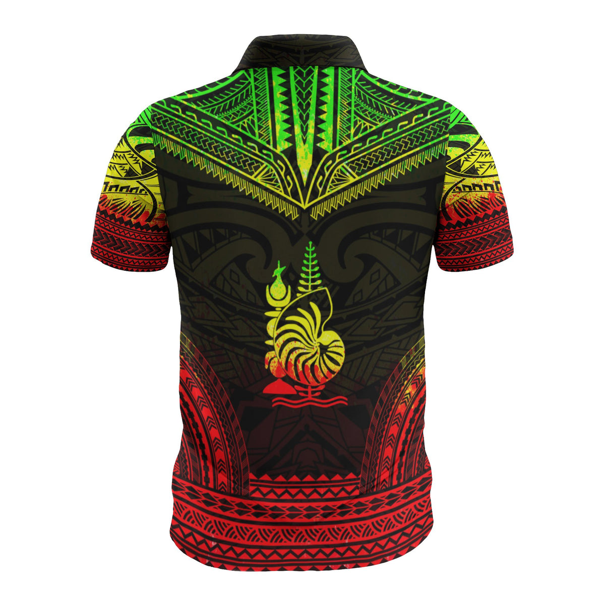 New Caledonia Custom Polo Shirt Kanaky Coat Of Arms Polynesian Chief Tattoo Reggae Version - Polynesian Pride