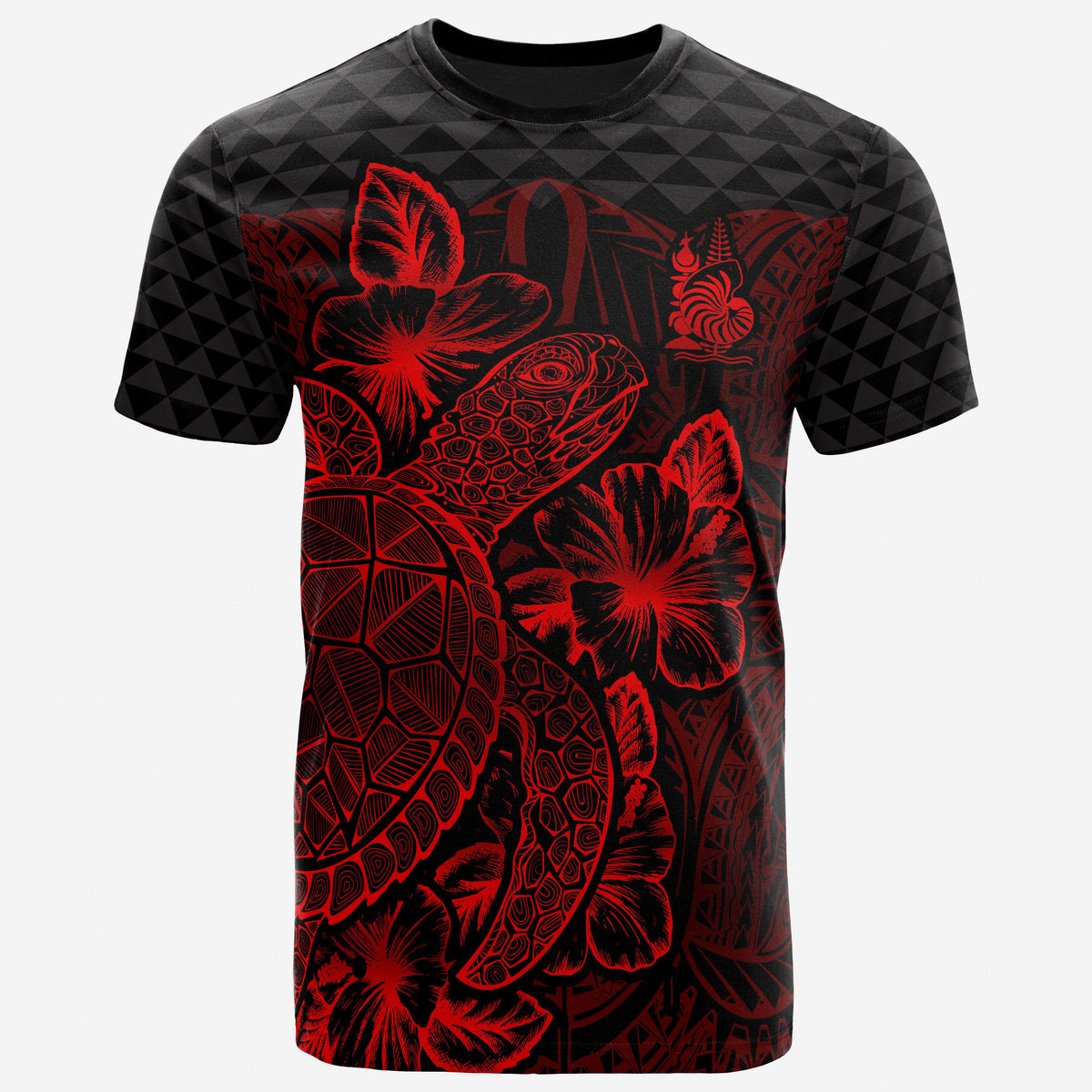 New Caledonia T Shirt New Caledonia Coat Of Arms Turtle Hibiscus Red Unisex Red - Polynesian Pride