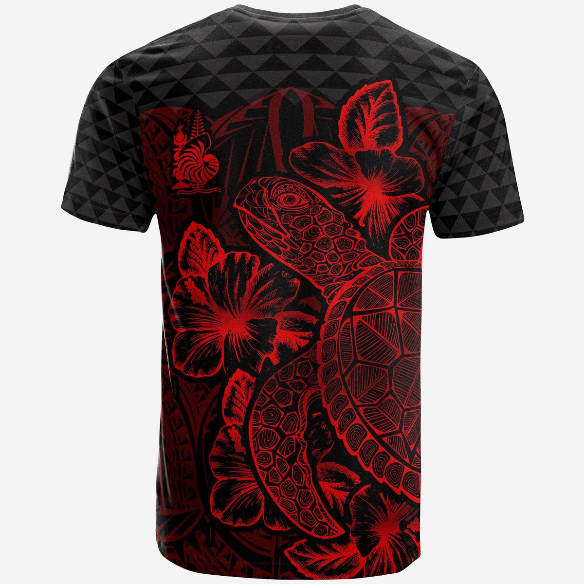 New Caledonia T Shirt New Caledonia Coat Of Arms Turtle Hibiscus Red - Polynesian Pride