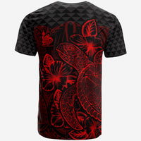 New Caledonia T Shirt New Caledonia Coat Of Arms Turtle Hibiscus Red - Polynesian Pride