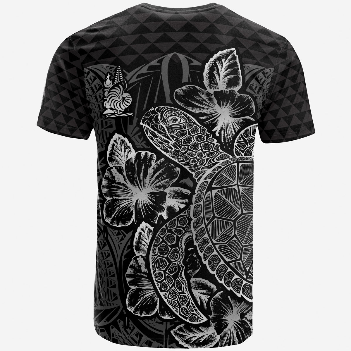New Caledonia T Shirt New Caledonia Coat Of Arms Turtle Hibiscus Black - Polynesian Pride