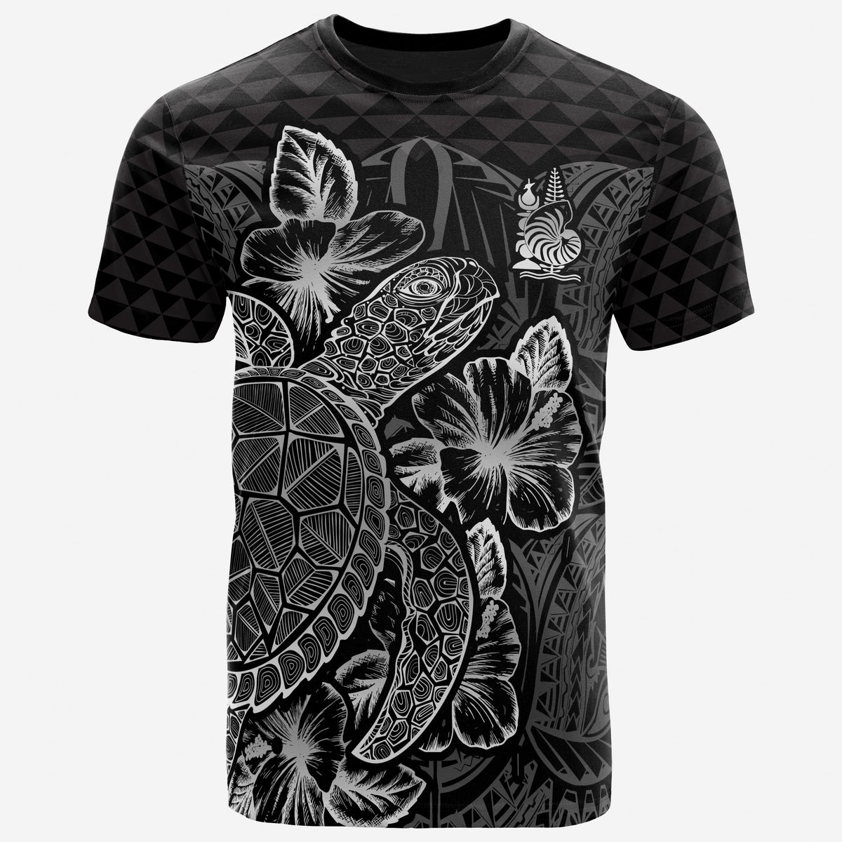 New Caledonia T Shirt New Caledonia Coat Of Arms Turtle Hibiscus Black Unisex Black - Polynesian Pride