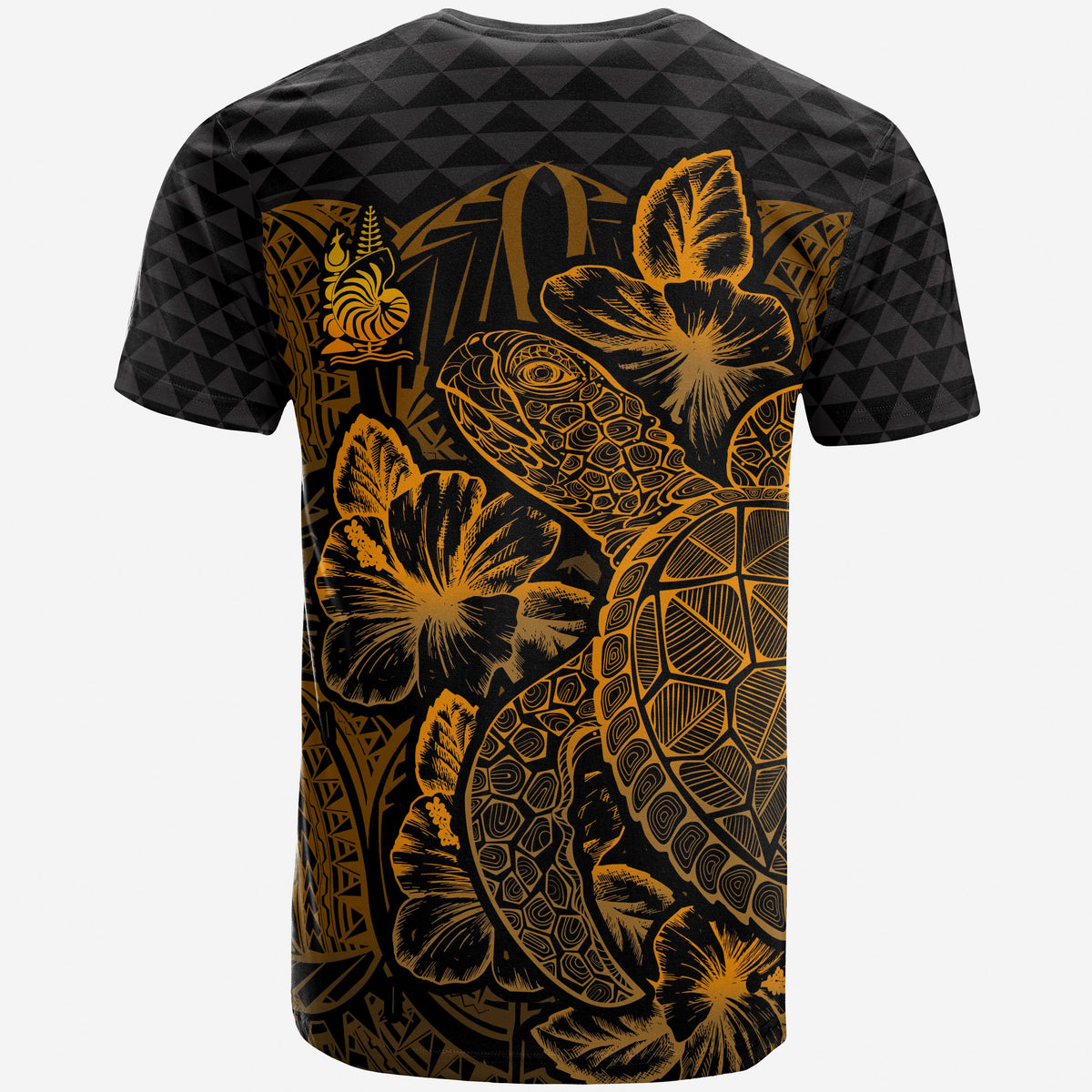 New Caledonia T Shirt New Caledonia Coat Of Arms Turtle Hibiscus Gold - Polynesian Pride