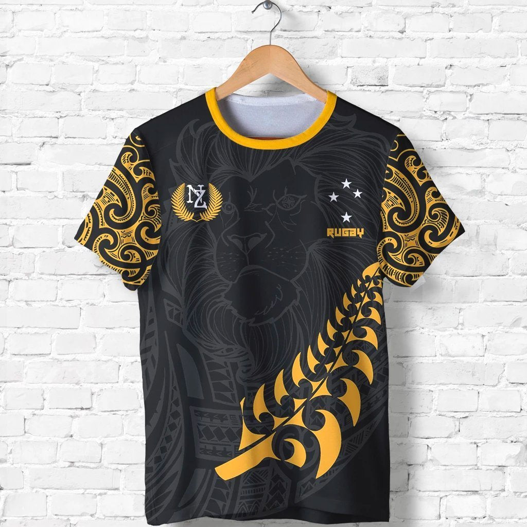 New Zealand Maori Lion Rugby T shirt Customized - Polynesian Pride