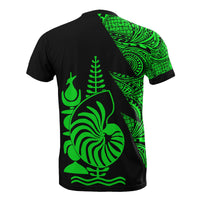 New Caledonia Custom T Shirt Polynesian Pattern Green Style - Polynesian Pride