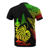 New Caledonia Custom T Shirt Polynesian Pattern Reggae Style - Polynesian Pride