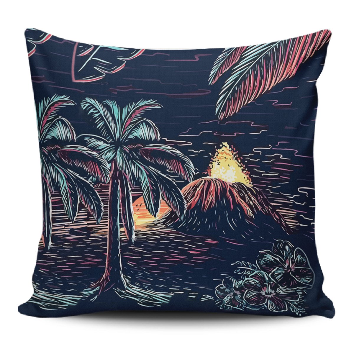Night On The Land Pillow Covers One Size Zippered Pillow Case 18"x18"(Twin Sides) Black - Polynesian Pride