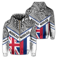 Hawaii Flag Niihau Hoodie Zip Mit Style Unisex White - Polynesian Pride